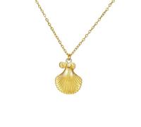 Amaxer Ocean Series Beach Necklace for Women Stainless Steel Turtle Shell Starfish Seashell Necklace with Cubic Zirconia Summer Beach Vacation Jewellery (Shell, Gold)
