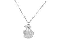 Amaxer Ocean Series Beach Necklace for Women Stainless Steel Turtle Shell Starfish Seashell Necklace with Cubic Zirconia Summer Beach Vacation Jewellery (Shell, Silver)