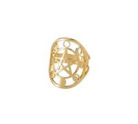 Amaxer Pentagram Pentacle Ring for Women Stainless Steel Wiccan Star Crescent Moon Phase Open Adjustable Finger Ring Jewellery Gifts for Girls Friends (Gold)