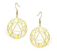 Amaxer Phase of the Moon Element of Fire Earrings Flower of Life Moon Phase Round Pendant Dangle Earrings for Women, Stainless Steel, No Gemstone