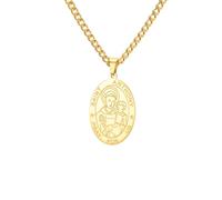 Amaxer Saint Anthony Medal Necklace for Men Women Stainless Steel Oval Saint Anthony Pray For Us Pendant Chain Catholic Religious Faith Protection Jewellery Gift