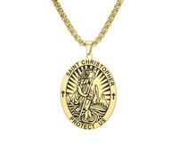 Amaxer Saint Christopher Medal Necklace for Men Women Stainless Steel Saints Medal Religious Travel Protection Box Chain Necklace for Driver Traveler