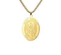Amaxer Saint Cyprian Necklace Saints Medal Religious Protection Amulet Stainless Steel Jewellery Pendant Box Chanin Necklace for Women Men (Gold)