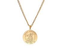Amaxer Saint Necklace for Men Stainless Steel Religious Protector Medal Religion Protection Jewellery Gifts Pendant Necklaces for Women Men (Saint Gregory, Gold)