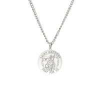 Amaxer Saint Necklace for Men Stainless Steel Religious Protector Medal Religion Protection Jewellery Gifts Pendant Necklaces for Women Men (Saint Gregory, Silver)