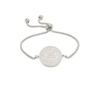 Amaxer Secret Seal of Solomon Bracelet for Women Protection Wealth Fortune Talisman Amulet Stainless Steel Pendant Charm Bracelet for Unisex Box Chain (Silver)