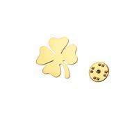 Amaxer Shamrock Four Leaves Clover Brooch Pin for Women Men Irish Themed Stainless Steel Lucky Jewelry with Butterfly Clasp Everyday & Holiday Wear, M, Stainless Steel, no gemstone