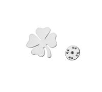 Amaxer Shamrock Four Leaves Clover Brooch Pin for Women Men Irish Themed Stainless Steel Lucky Jewelry with Butterfly Clasp Everyday & Holiday Wear, M, Stainless Steel, no gemstone