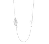 Amaxer Stainless Steel Adjustable 2-Sided Virgin Mary Miraculous Medal & Cutout Christian Cross Double Symbol Pendant Necklace Catholic Religious Jewelry, M, Stainless Steel, No Gemstone