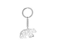 Amaxer Stainless Steel Cute Origami Keyring Geometric Hollow Out Animal Keychain for Unisex Animal Lover (Bear)