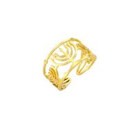 Amaxer Star of David Hexagram Hanukkah Menorah Candle Jewish Magen Hebrew Judaica Hollowed Out Open Adjustable Finger Ring (Gold)