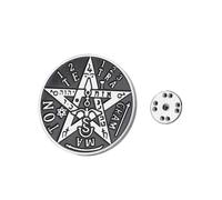 Amaxer Tetragrammaton Pentagram Brooch Pin Magical Blessed Pentagram of Solomon Amulet Backpack Badge Hat Bag Decoration Accessories (Silver)