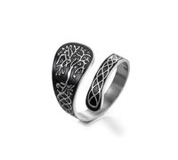 Amaxer Tree of Life Spoon Rings for Women Stainless Steel Vintage Celtic Knot Tree of Life Jewellery Adjustable Wrap Open Ring (Silver)