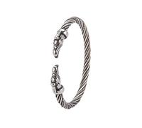 Amaxer Viking Nordic Fenrir Wolf Heads Odin Raven Crow Dragon Stainless Steel Open Cuff Bracelet Strong Amulet Jewelry Protection for Men Women (Crow-Silver)