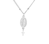 Amaxer Virgin Mary Cross Charm Necklaces Miraculous Medal Baptism Catholic Religious Jewelry Gift Jewelry for Women (style3)