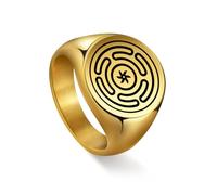 Amaxer Wheel of Hecate Symbol Signet Ring for Men Goddess Hecate Magic Symbol Amulet Rings for Men Women (Gold, 18mm)