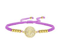 Amaxer Wheel of Hecate Symbol Woven Rope Bracelet for Women Goddess Hecate Jewellery Stainless Steel Adjustable Braided Charm Bracelet (Purple - Gold)