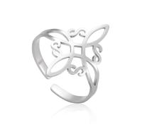 Amaxer Witch Knot Ring for Women Stainless Steel Witchcraft Celtic Knot Amulet Vintage Statement Hollowed Out Open Adjustable Finger Ring Jewellery Gifts for Women Girls (Style3)