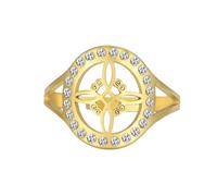 Amaxer Witch's Knot Ring for Women Stainless Steel Cubic Zirconia Circle Celtic Witches Protection Witchcraft Amulet Open Band Ring Adjustable Jewellery (Gold-Witch's Knot)