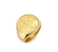 Amaxer Yggdrasil Tree of Life Signet Ring for Men Family Tree of Life Protection Amulet Rings Stainless Steel (Gold, 19mm)
