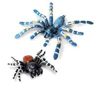 Amaxiu 2 Pcs Realistic Spider Figures, Plastic Fake Spider Spider Action Model for Game Scary Insect Toys Giant Tarantula Spiders Halloween Prank Props Garden Home Halloween Decoration