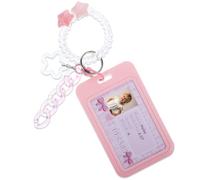 Amaxiu 3 Inch Acrylic Kpop Photocard Holder, Photocard Display Frame Kpop Photocard Stand Kpop Photocard Organizer with Keychain Love Heart Pendant for Tabletop Decor(Pink1)