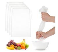 Amaxiu 4 Pack Nylon Nut Milk Bag, 11.8"x7.8" Fine Mesh Cheese Cloth Bags for Straining Reusable 200 Mesh Nylon Bag Filtering Drawstring Filter Bag for Almond Cashew Durable Easy to Clean Strainers