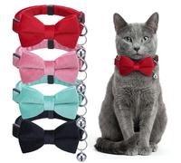 Amaxiu 6 Pack Cat Collars with Bow Tie and Bell, Velvet Cat Collars Cute Cat Bow Tie Collar Solid Color Removable Cats with Safety Buckle for Cats Kitten Puppy Pet Accessories