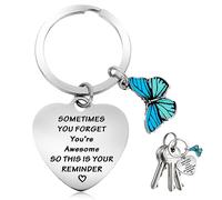 Amaxiu Butterfly Keychain, Inspirational Gifts Keyring for Women, Engraved Encouragement Poetry Keychain with Butterfly Pendant for Car, Keys, Purse, Wallet, Backpack