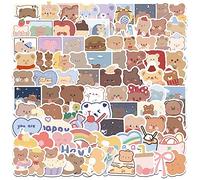 Amaxiu Cartoon Bear Stickers, 102 PCS Cute K-pop Bear Sticker Vinyl Bear Decals Waterproof Vinyl Stickers Kawaii Animal Sticker DIY Decorations for Laptop Water Bottles Skateboard(Style A)