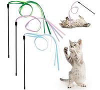 Amaxiu Cat Ribbon Toys Wand, 3pcs Interactive Cat Rainbow Wand String Toys for Indoor Cats Colorful Ribbon Charm for Kittens Teaser Training Exerciser Playing Catcher Accessories