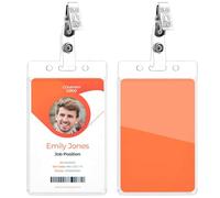 Amaxiu Clear ID Badge Holder with Metal Badge Clips, 2 Pack Soft Plastic Badge Card Sleeves Waterproof Credit Card Protector Transparent Name Card Case for Nurses Office School (Vertical)