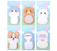 Amaxiu Cute Self Stick Notes, 6 Pack Cartoon Animal Sticky Note Kawaii Markers Flags Memo Pads Small Sticky Memo Pad Dog Cat Rabbit Bear Shape 8x5cm/3.2x2in 180 Sheets