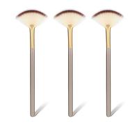 Amaxiu Fan Brushes for Facials, Ultra Slim Soft Facial Fan Applicator Brushes Professional Blending Makeup Brush with Comfortable Wood Handle for Mask Mud Cream Makeup Esthetician(3 Pcs, Wooden)