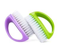 Amaxiu Hand Nail Brushes, 2pcs Handle Grip Heavy Duty Nail Brushes for Cleaning Fingernails Nylon Firm Stiff Bristles Deep Clean Scrubber for Mechanics Gardeners Hand Under Nails Toes(Green, Purple)