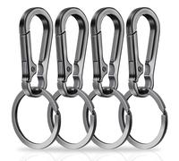 Amaxiu Heavy Duty Carabiner Keychain, Zinc Alloy Key Chain with Keyring Quick Release Metal Key Ring Clips Keyring Holder Organizer Car Key Finder Hook Keys Clip for Men Women (4 Pcs Grey)