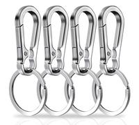 Amaxiu Heavy Duty Carabiner Keychain, Zinc Alloy Key Chain with Keyring Quick Release Metal Key Ring Clips Keyring Holder Organizer Car Key Finder Hook Keys Clip for Men Women (4 Pcs Silver)