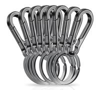 Amaxiu Heavy Duty Carabiner Keychain, Zinc Alloy Key Chain with Keyring Quick Release Metal Key Ring Clips Keyring Holder Organizer Car Key Finder Hook Keys Clip for Men Women (8 Pcs Grey)