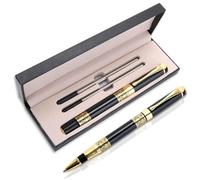 Amaxiu Luxury Metal Ballpoint Pen, 1.0mm Business Ball Point Pen with Gift Box and 2 Black Ink Refills Medium Point Ink Pen Rollerball Pen Fancy Writing Pen Gift for Men Women Signature(Black)