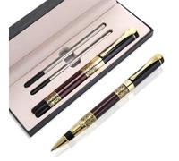 Amaxiu Luxury Metal Ballpoint Pen, 1.0mm Business Ball Point Pen with Gift Box and 2 Black Ink Refills Medium Point Ink Pen Rollerball Pen Fancy Writing Pen Gift for Men Women Signature(Red)
