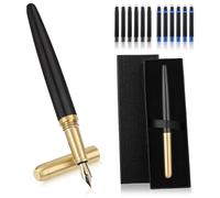 Amaxiu Luxury Wooden Fountain Pens Set, Fine Nib Wood Fountain Pen Vintage Wooden Pen with 12 2.6 mm Ink Cartridges and Gift Box for Journaling Business Office Supplies(E)