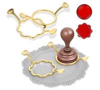 Amaxiu Metal & Silicone Wax Seal Stamp Kit, 2pcs Round & Flower Shaped Molds, 1pcs Silicone Mat, Wax Seal Stamp Rings Set, Wedding Envelope Card Sealing Kit