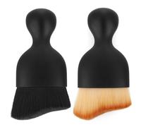 Amaxiu No Scratch Auto Interior Dust Brush, 2PCS Car Interior Cleaning Soft Brush Car Detailing Brush Car Cleaning Brushes Duster Soft Bristles Detailing Brush Dusting Tool(Light Brown, Black)