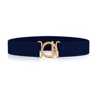 Amaxiu Women Elastic Belt, Invisible Stretch Ladies Belts with Gold Flat Buckle Skinny Waist Belt For Jeans Pants Dresses(Blue)