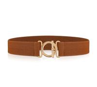 Amaxiu Women Elastic Belt, Invisible Stretch Ladies Belts with Gold Flat Buckle Skinny Waist Belt For Jeans Pants Dresses(Brown)