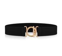 Amaxiu Women Elastic Belt, Invisible Stretch Ladies Belts with Gold Flat Buckle Skinny Waist Belt For Jeans Pants Dresses(Black)