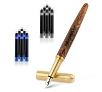 Amaxiu Wooden Fountain Pen - Handcrafted Luxury Fine Point With 12 Pcs 2.6 mm Ink Cartridges - Vintage Wood Journaling Pen for Business, Calligraphy Gifts (B)