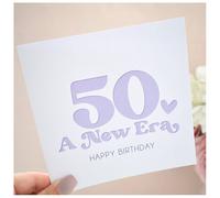 Amaya Rose Ltd 50th Birthday Card - Fiftieth Happy Birthday Era Fifties Elegant Lilac in White | Size: 1 Pack Amaya Rose Ltd White 1 Pack
