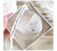 Amaya Rose Ltd Bespoke Wording Memorial Glass Bauble. Real White Feather Décor in Clear Amaya Rose Ltd Clear
