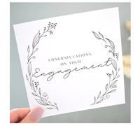 Amaya Rose Ltd Engagement Congratulations Greeting Card Elegant Floral Monochrome in White | Size: 1 Pack Amaya Rose Ltd White 1 Pack
